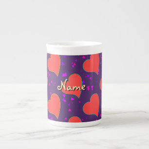 Tasse En Porcelaine Personnaliser les coeurs Abondent Anniversaire Git