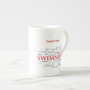 Tasse En Porcelaine Personnaliser, Merci Entraîneur De Natation En Mot