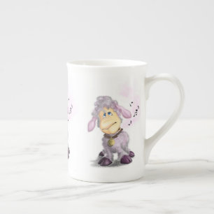 Tasse En Porcelaine Petit agneau avec Bell - Ajouter votre texte / nom