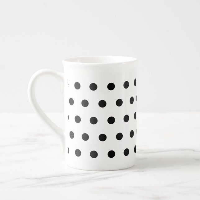 Tasse En Porcelaine Petit pois noir sur le blanc (Gauche)