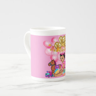 Tasse En Porcelaine Petite fille en rose