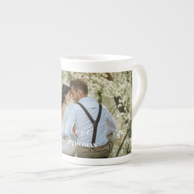 Tasse En Porcelaine Photo Mariage Personnalisée Avec Moderne (Devant droit)