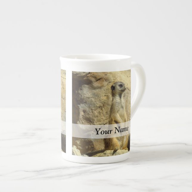 Tasse En Porcelaine Photographie mignonne de meerkat (Devant droit)