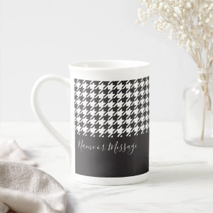 Tasse En Porcelaine Pied de fond noir et blanc moderne personnalisé