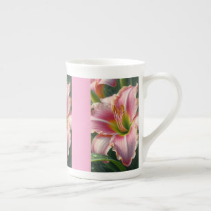 Tasse En Porcelaine Pink Daylily Floral