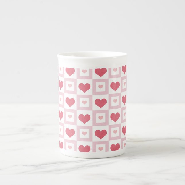 Tasse En Porcelaine Pink Heart Designs, Boys Girls Kids, Valentine's (Devant)