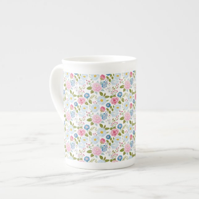 Tasse En Porcelaine Pink Peonies Pattern  (Devant gauche)