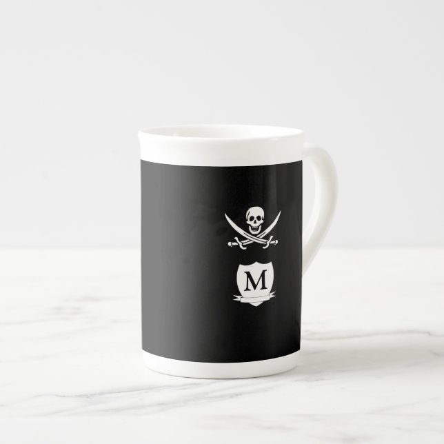 Tasse En Porcelaine Pirate et monogramme (Devant droit)