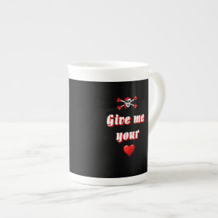 Tasse En Porcelaine Pirate romantique et Vaentines aiment les coeurs