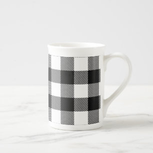 Tasse En Porcelaine Plaid blanc noir de Buffalo avec le sergé