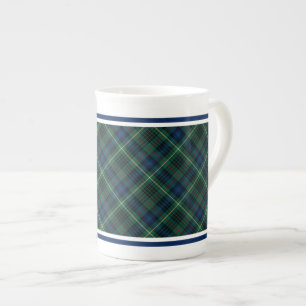 Tasse En Porcelaine Plaid vert et bleu de tartan de chasse de clan de