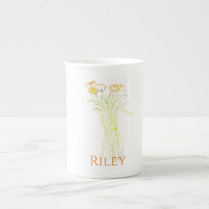 Tasse En Porcelaine Plutôt Minimale Moderne Fleur Plan Pour Les Femmes