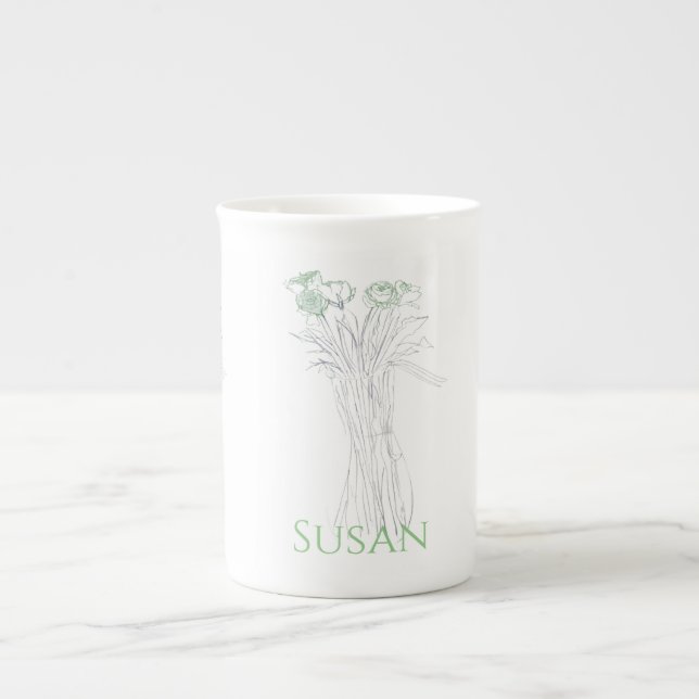 Tasse En Porcelaine Plutôt Minimale Moderne Fleur Plan Pour Les Femmes (Devant)