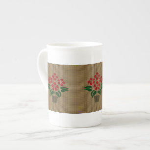 Tasse En Porcelaine Poinsettia Rouge Tissé