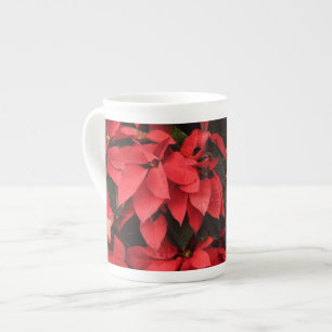 Tasse En Porcelaine Poinsettias Rouges II Fleurs de Fête de Noël