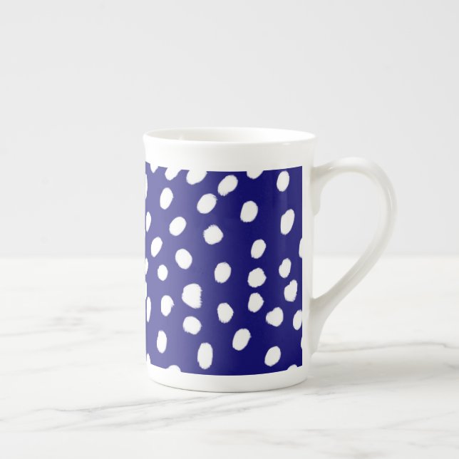 Tasse En Porcelaine Points blancs bleu foncé (Droite)