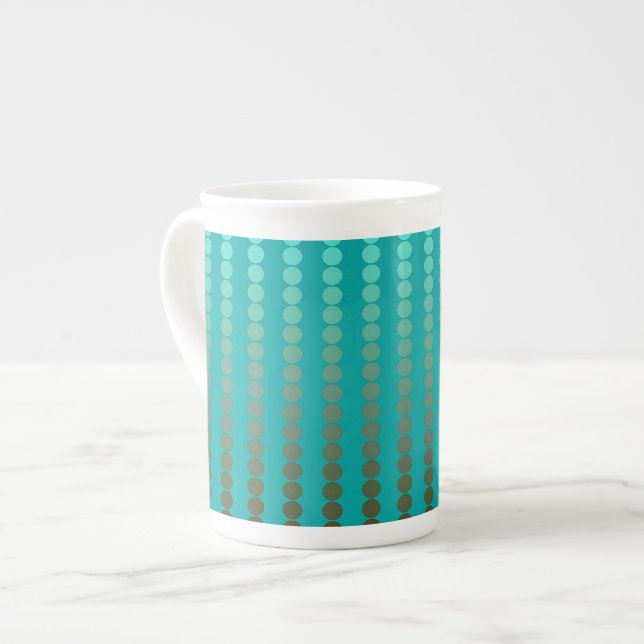 Tasse En Porcelaine Points de satin - gris de turquoise et d'étain (Devant gauche)