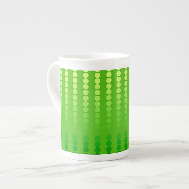 Tasse En Porcelaine Points satinés - nuances vert citron (Devant gauche)