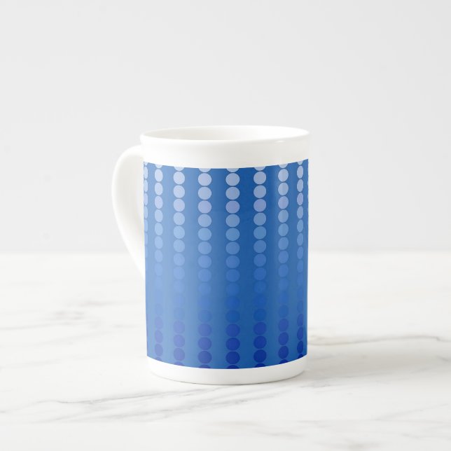 Tasse En Porcelaine Points satinés - tons bleu acier (Devant gauche)
