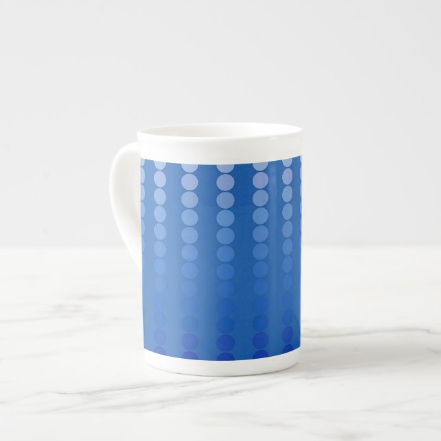 Tasse En Porcelaine Points satinés - tons bleu acier (Devant gauche)