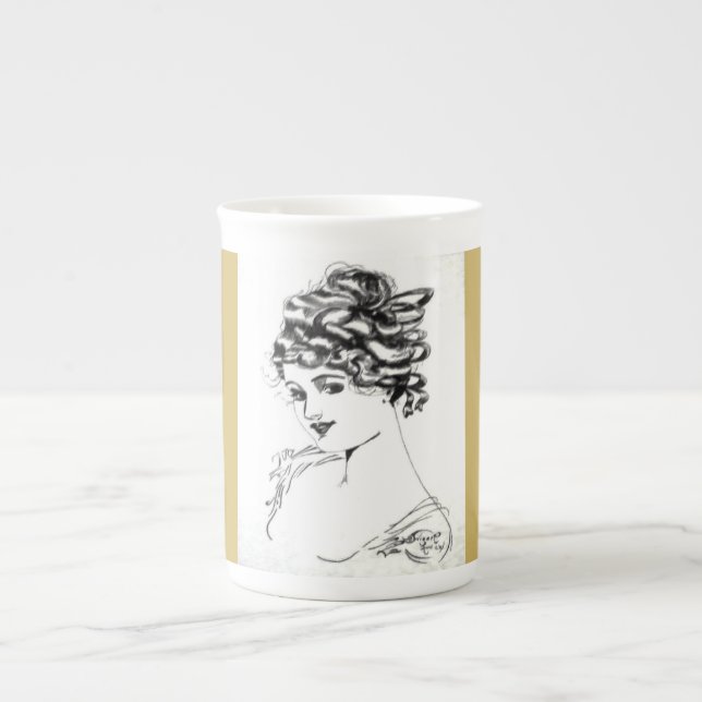 Tasse En Porcelaine Porcelaine tendre 1917 de Nouveau d'art ! (Devant)