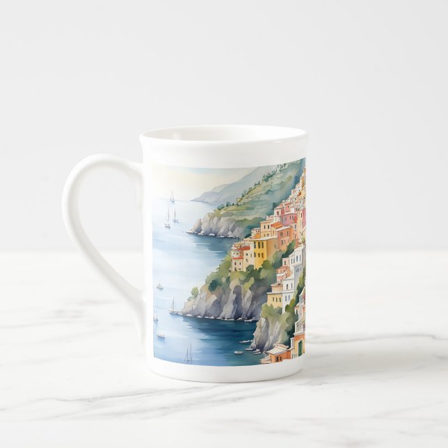 Tasse En Porcelaine Positano : Le charme de l'aquarelle sur la côte am (Gauche)