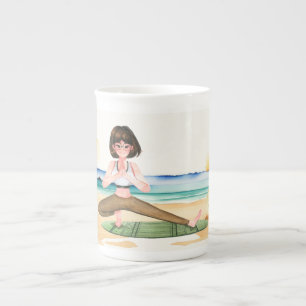 Tasse En Porcelaine Position de yoga au bord de la plage