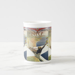 Tasse En Porcelaine Poster Vintage voyage, avion au-dessus de Nice Fra