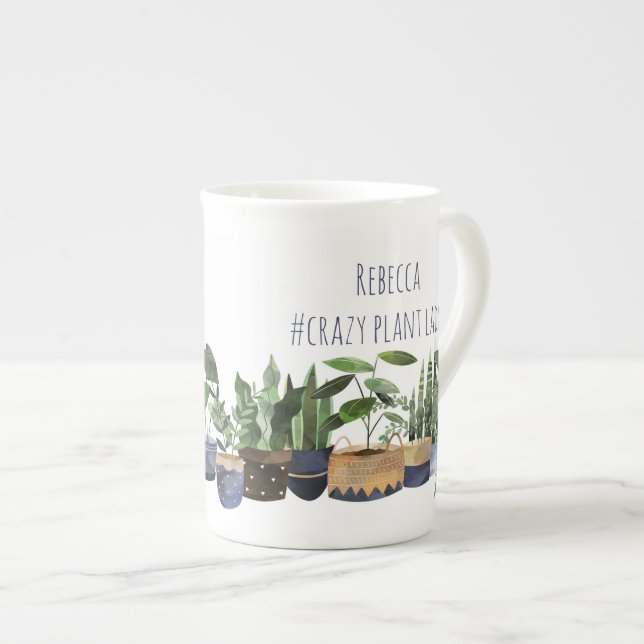 Tasse En Porcelaine Pot de plante fou Plante en pot et cactus  (Devant droit)