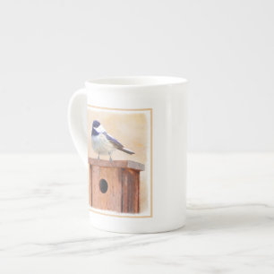 Tasse En Porcelaine Poulet sur la peinture d'oiseaux Art original