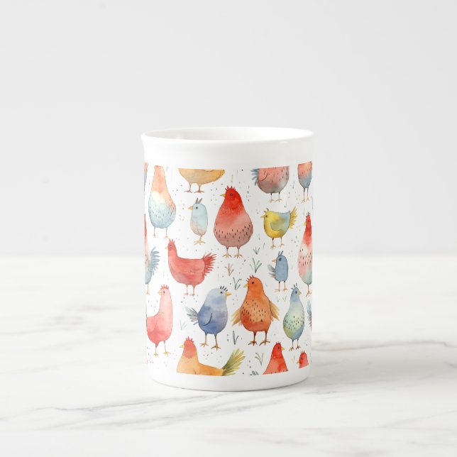 Tasse En Porcelaine Poulets d'élevage (Devant)