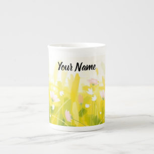 Tasse En Porcelaine Prairie printanière abstraite personnalisée