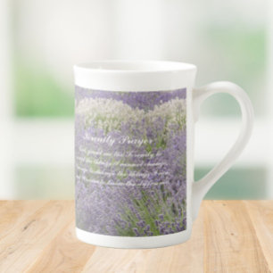 Tasse En Porcelaine Prière de sérénité inspirante Jardin de lavande