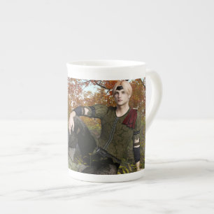 Tasse En Porcelaine Prince de la forêt de fantaisie d'automne Portrait