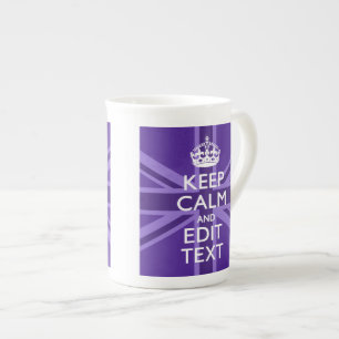 Tasse En Porcelaine Purple Elegance Calmez votre texte Union Jack