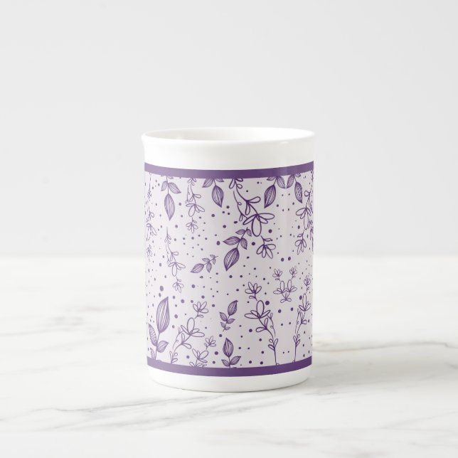 Tasse En Porcelaine Purple Hand Drawn Greenery (Devant)