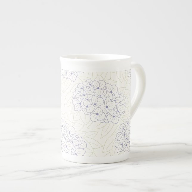 Tasse En Porcelaine Purple Hydrangeas outline (Devant droit)