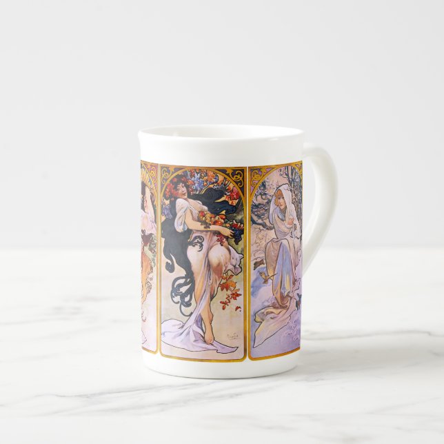 Tasse En Porcelaine Quatre saisons de l'Art nouveau pour la Chine (Devant droit)