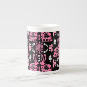 Tasse En Porcelaine Rabbit Nordic Scandinavian Folk Art