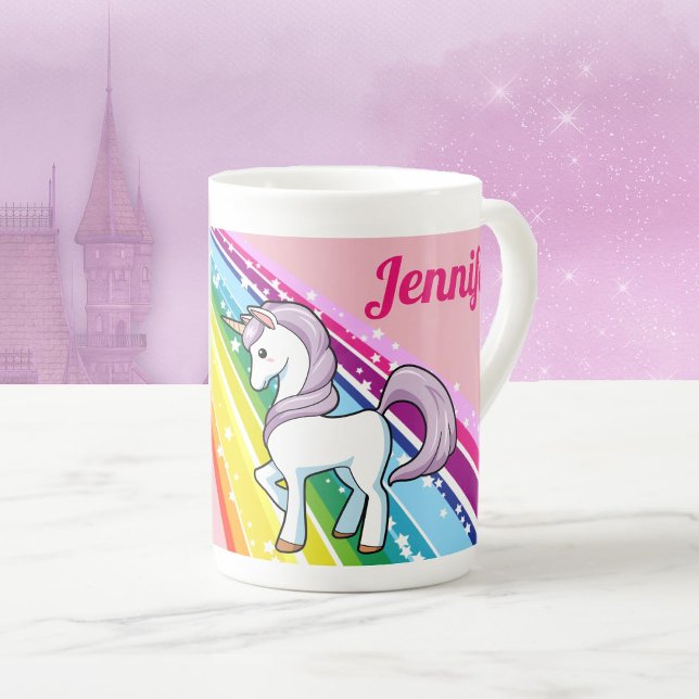 Tasse En Porcelaine Rainbow Unicorn Little Girl's Cup Personnaliser le (Créateur téléchargé)