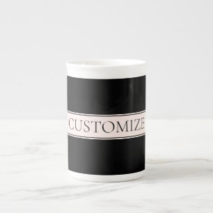 Tasse En Porcelaine Rayure rose pâle et texte éditable élégant