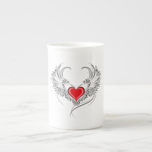 Tasse En Porcelaine Red Angel Coeur avec ailes