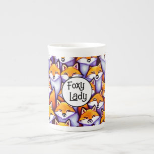 Tasse En Porcelaine Red fox caricature foxy dame drôle humour bois