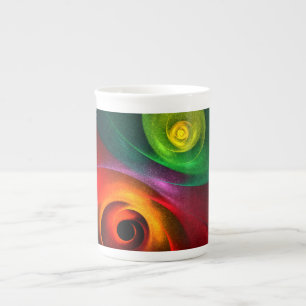 Tasse En Porcelaine Red Green Yin Yang Moderne Motif d'art Abstrait #2