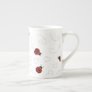 Tasse En Porcelaine Red Ladybug Beetle Insect Lover Black Hearts