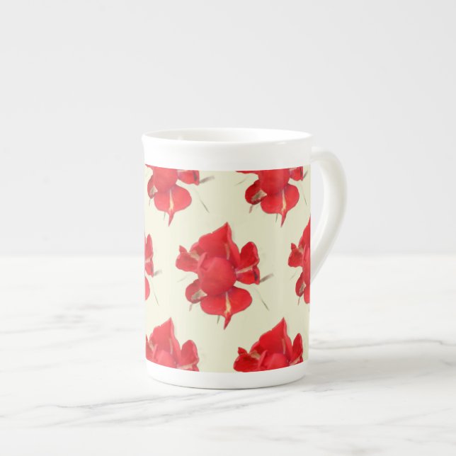 Tasse En Porcelaine Red Roses, (Devant droit)