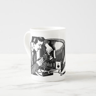 Tasse En Porcelaine Réparateur TV vintage personnalisé 90e anniversair