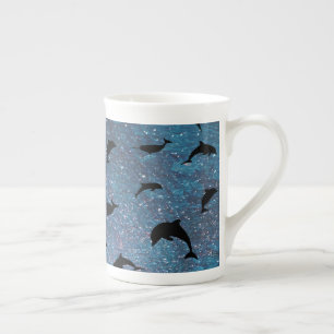 Tasse En Porcelaine requin de l'ombre baleine sur galaxie en pente