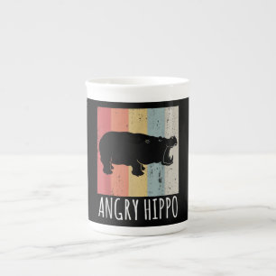 Tasse En Porcelaine Rétro Angry Hippo - Vintage Hippopotamus