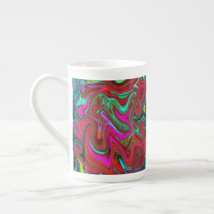 Tasse En Porcelaine Retro Super Magenta, Rouge et Bleu Art Abstrait